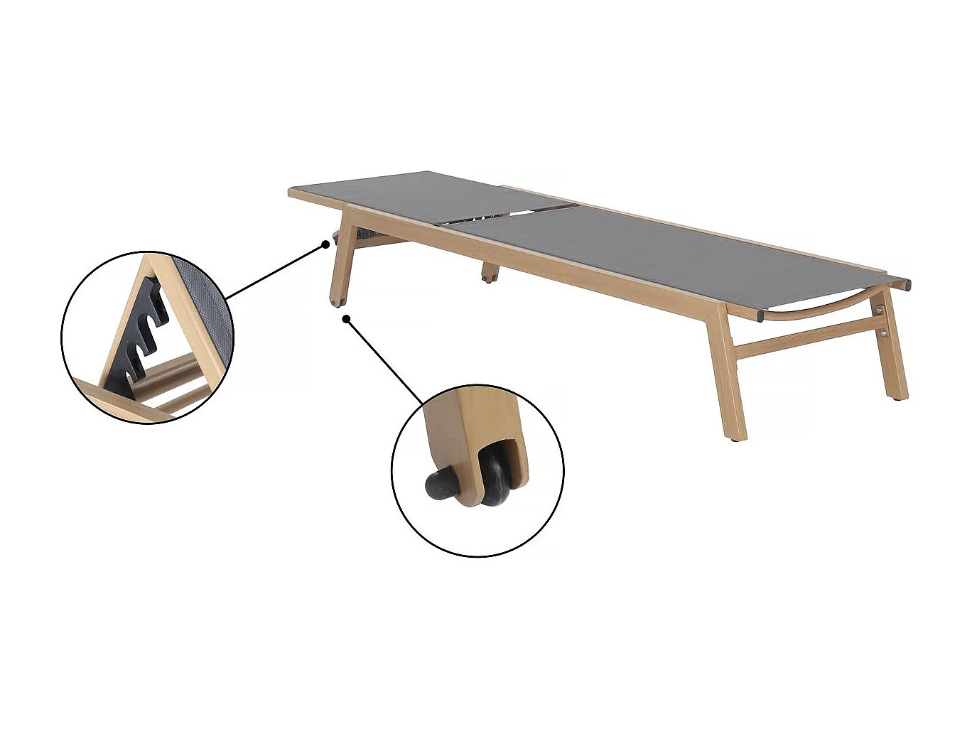 Set di 2 lettini "Elysia" in alluminio finto legno - Grigio