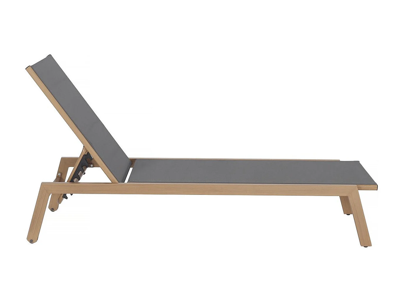 2er-Set Sonnenliegen aus Aluminium in Holzoptik "Elysia" - Grau