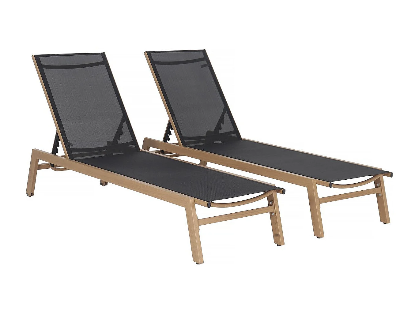 Set di 2 lettini "Elysia" in alluminio effetto legno - Nero