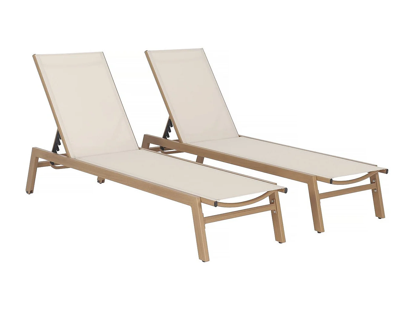 Conjunto de 2 espreguiçadeiras "Elysia" em imitação de madeira e alumínio - Ecru
