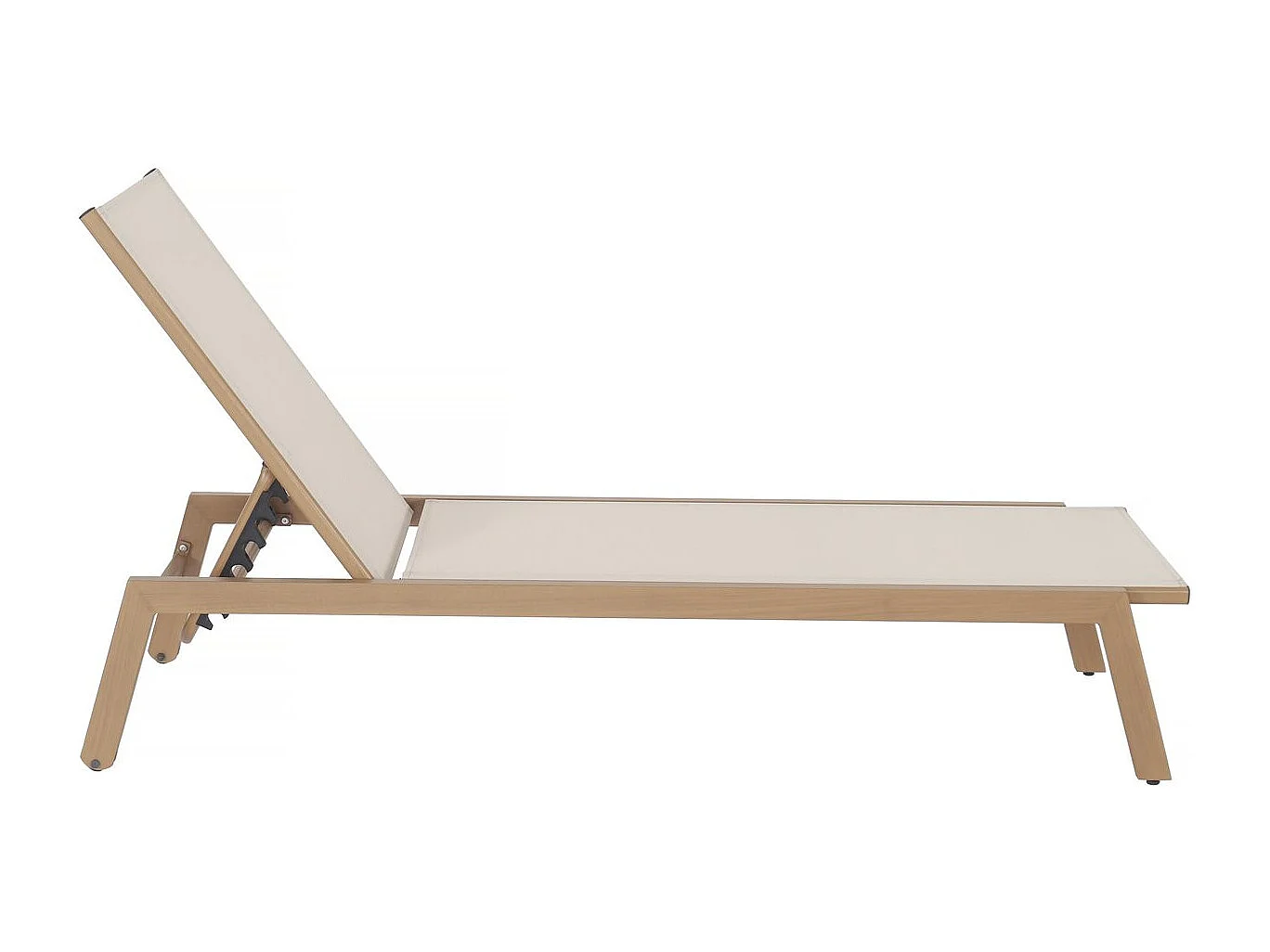 Conjunto de 2 espreguiçadeiras "Elysia" em imitação de madeira e alumínio - Ecru