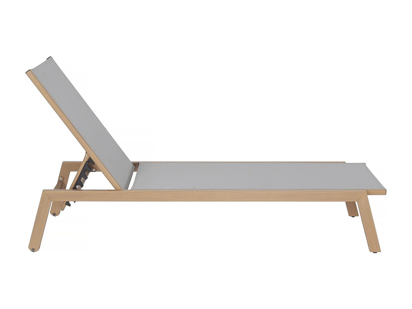2er-Set Sonnenliegen aus Aluminium in Holzoptik "Elysia" - Hellgrau