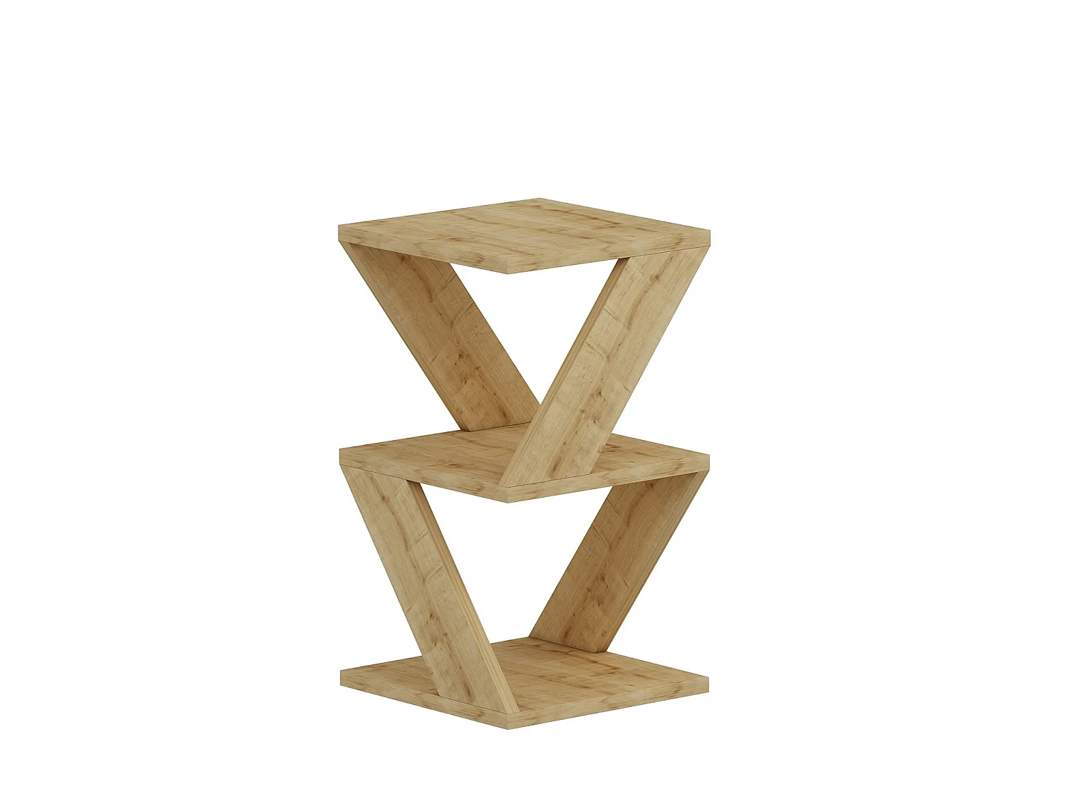 Houten bijzettafel "Albeni" 30x30x50 cm, 2 planken, Saffier Eiken afwerking, modern en functioneel design