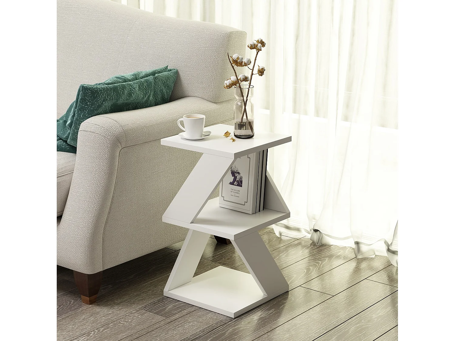 Table d'appoint en bois "Albeni" - 30 x 30 x 50 cm - Blanc