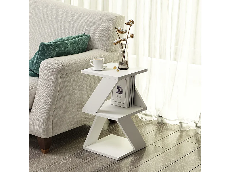 Table d'appoint en bois "Albeni" - 30 x 30 x 50 cm - Blanc