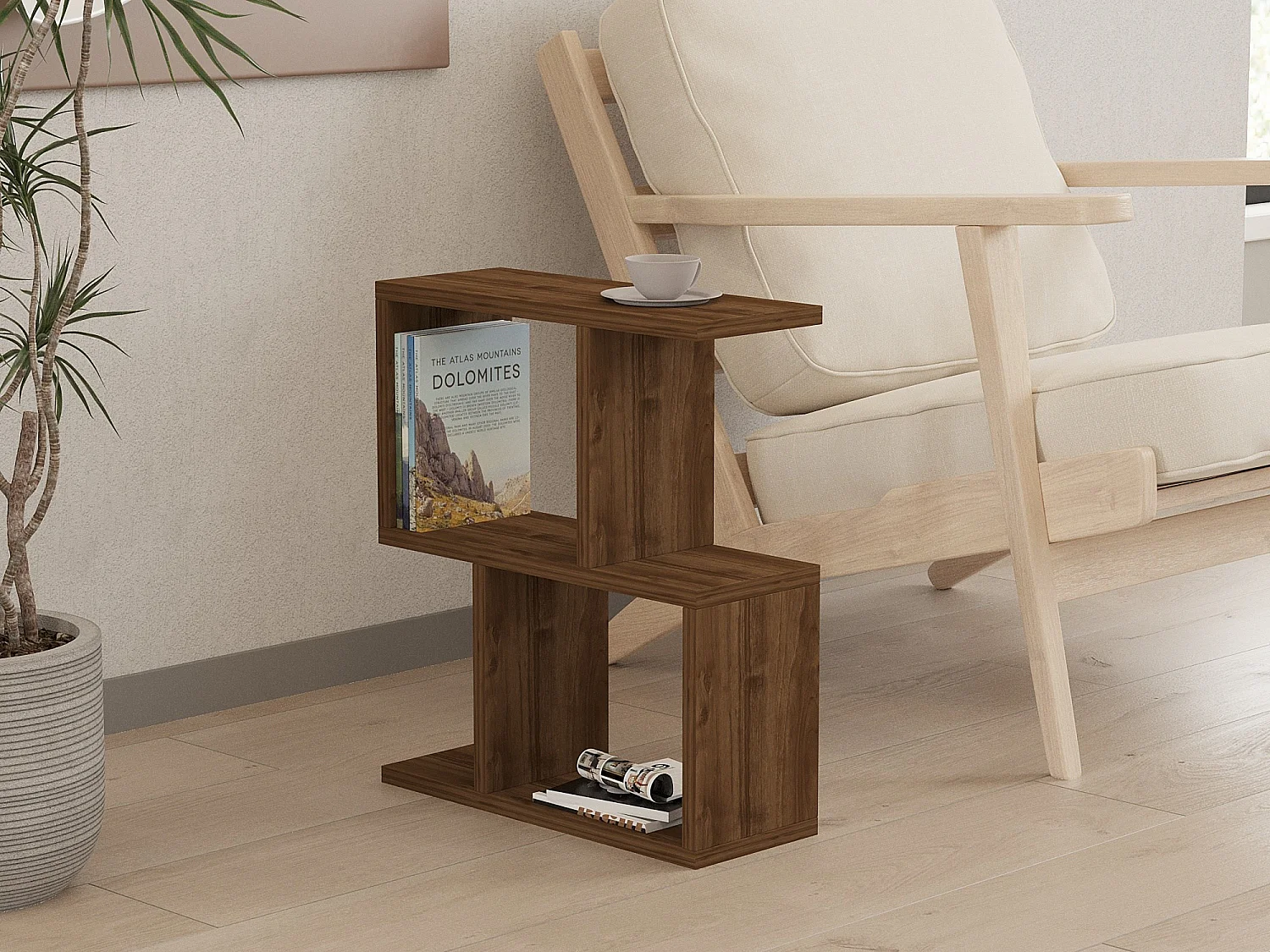 Table d'appoint en bois "Zet" - 45 x 17 x 51 cm - Noyer