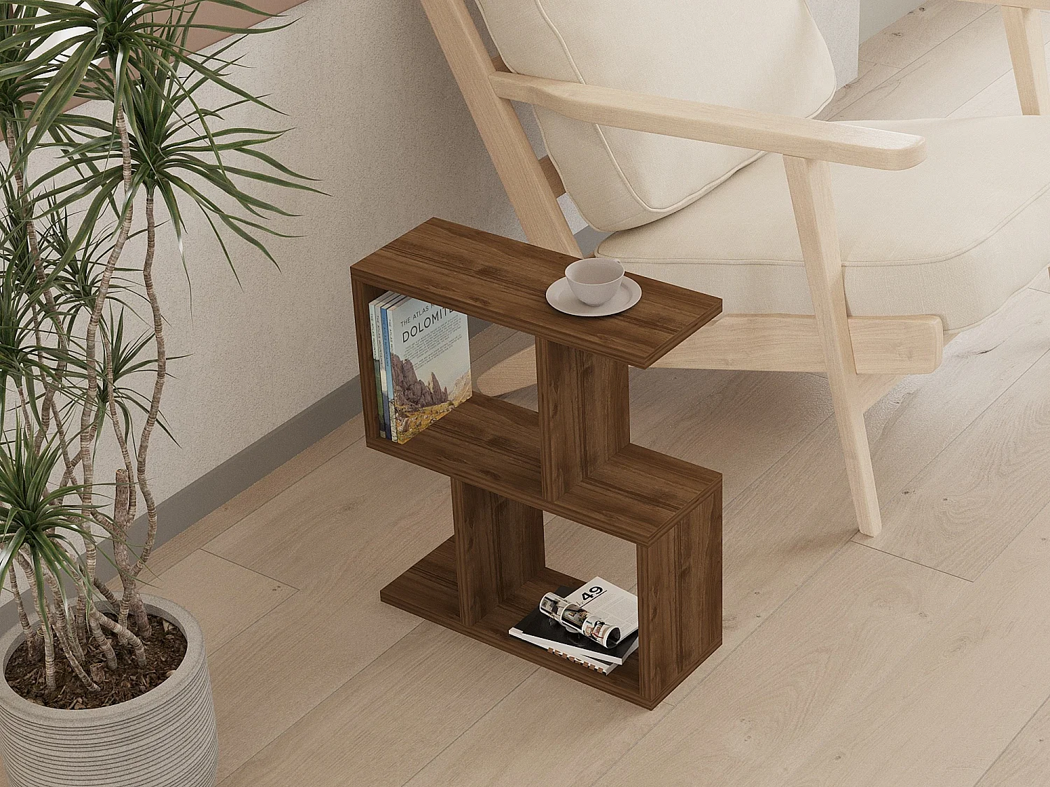 Table d'appoint en bois "Zet" - 45 x 17 x 51 cm - Noyer