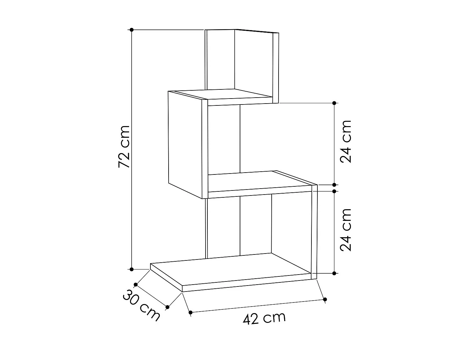 Table d'appoint en bois "Rosie" - 42 x 30 x 72 cm - Chêne blanc