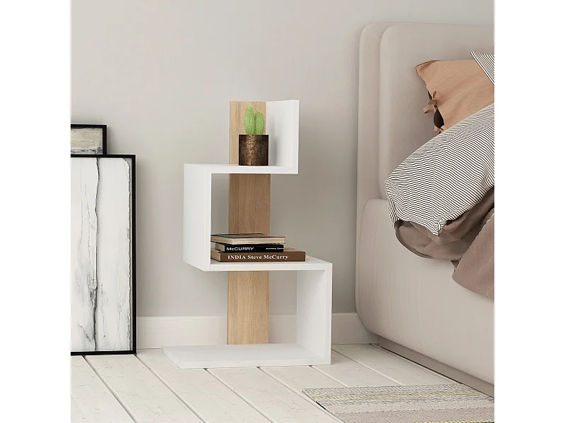 Table d'appoint en bois "Rosie" - 42 x 30 x 72 cm - Chêne blanc