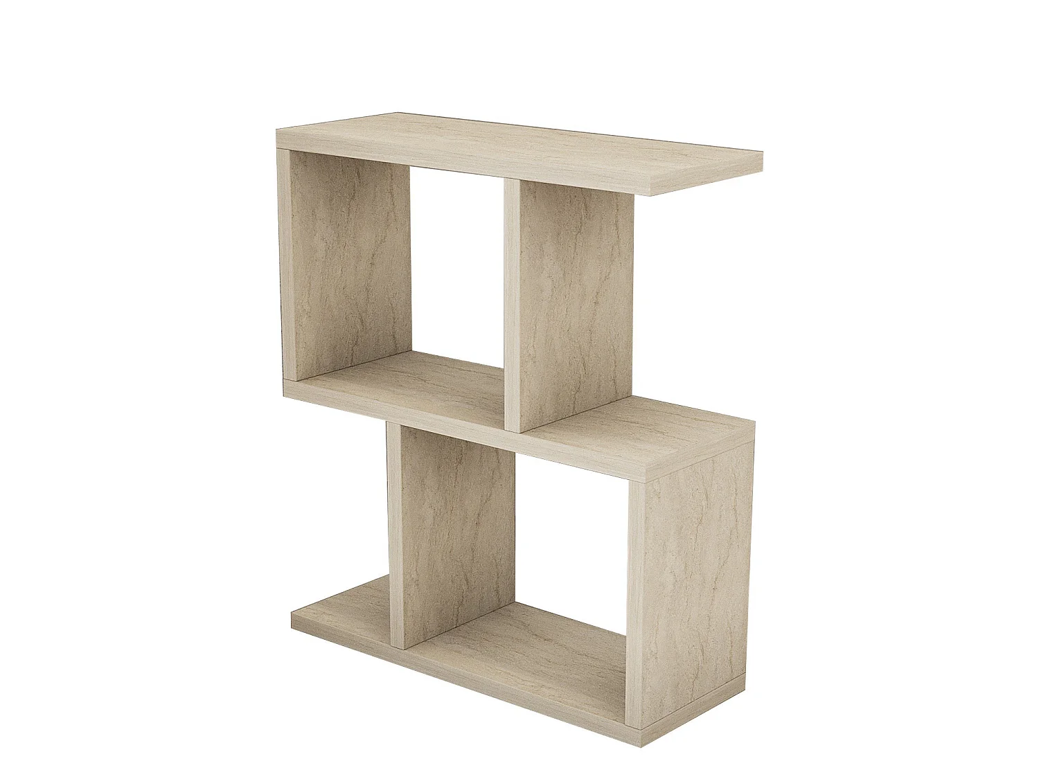 Nowoczesny drewniany stolik "Zet" z 2.0 półkami - Wykończenie z trawertynu - 45 x 17 x 51 cm