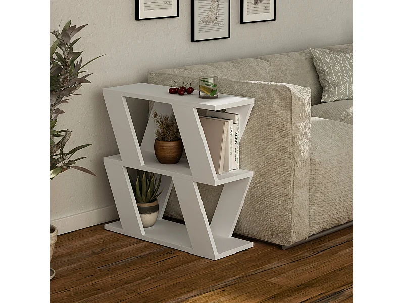 Table d'appoint en bois "Lazena" - 60 x 22 x 57 cm - Blanc