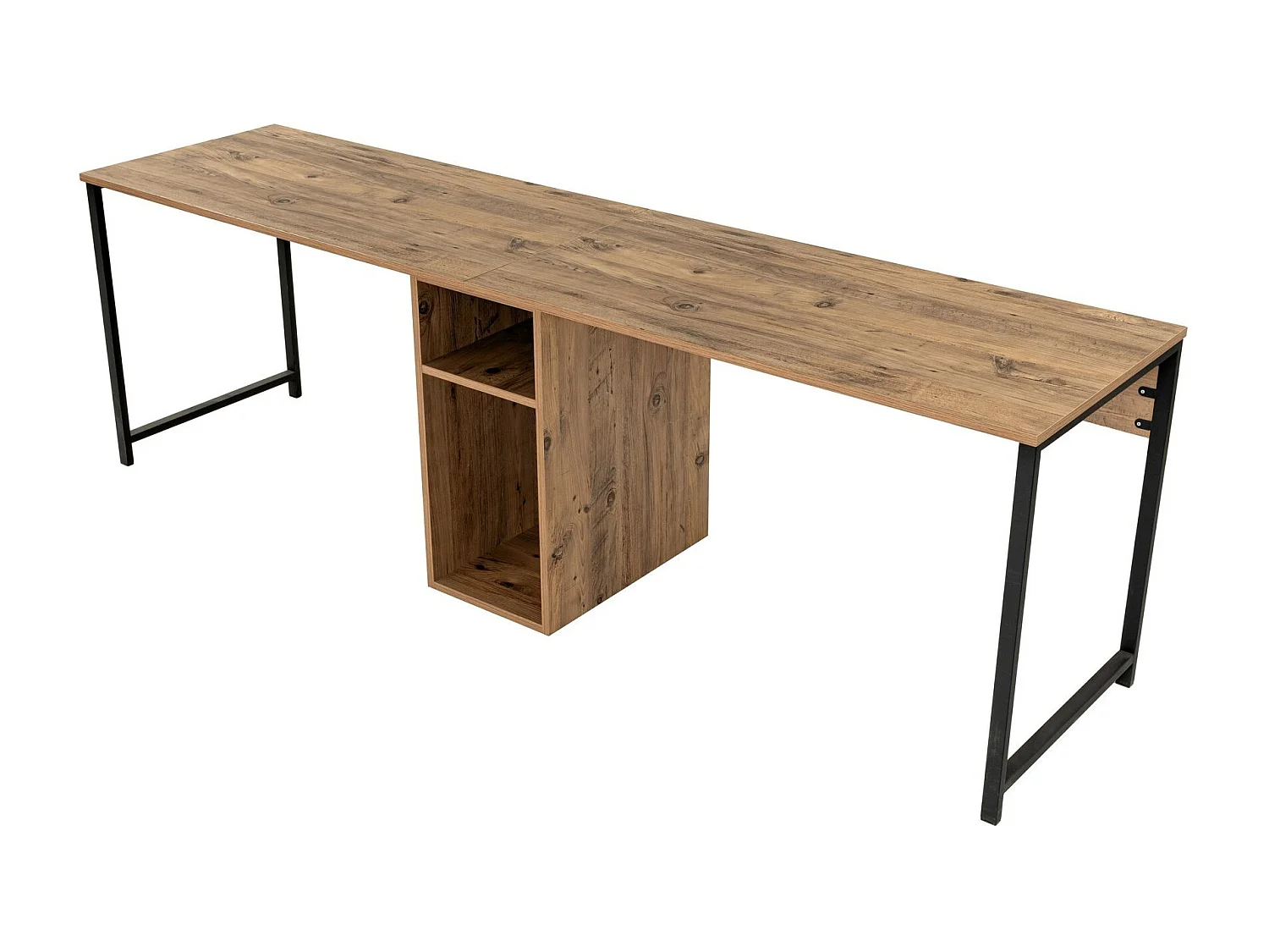 Bureau en bois "Twin Study Desk" - 240 x 60 x 74 cm - Pin atlantiqueNoir