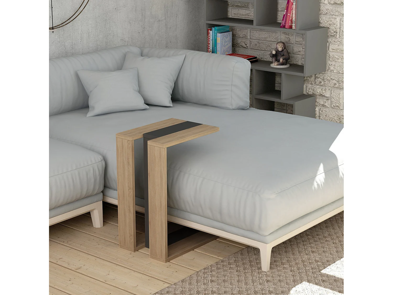 Table d'appoint en bois "Muju" - 30 x 40 x 57 cm - ChêneAnthracite