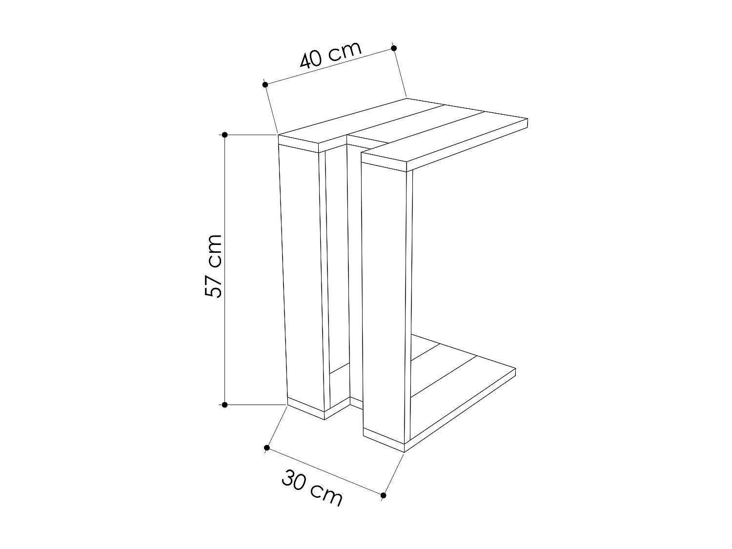 Table d'appoint en bois "Muju" - 30 x 40 x 57 cm - ChêneAnthracite