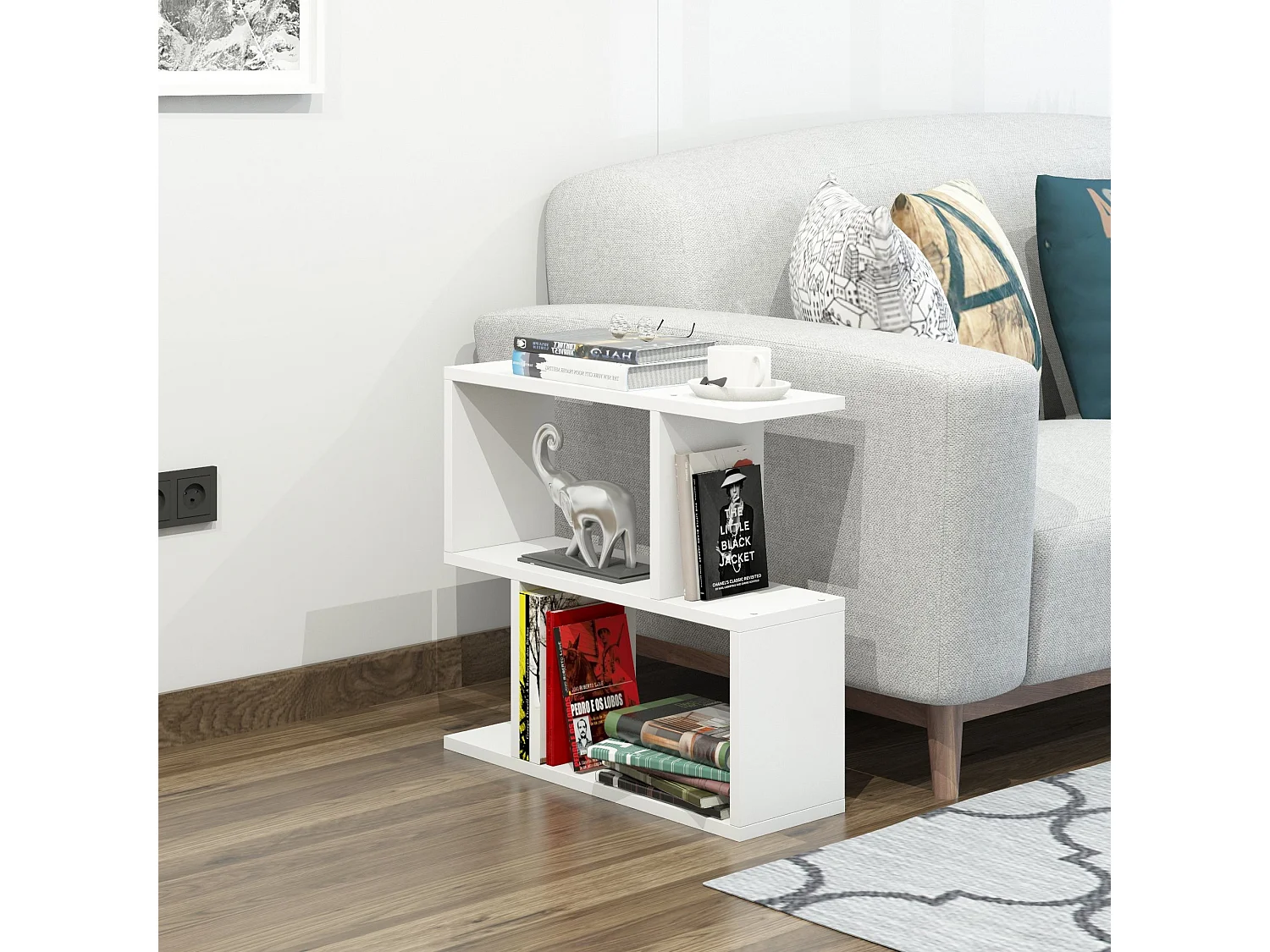 Table d'appoint en bois "Lale" - 60 x 20 x 55 cm - Blanc