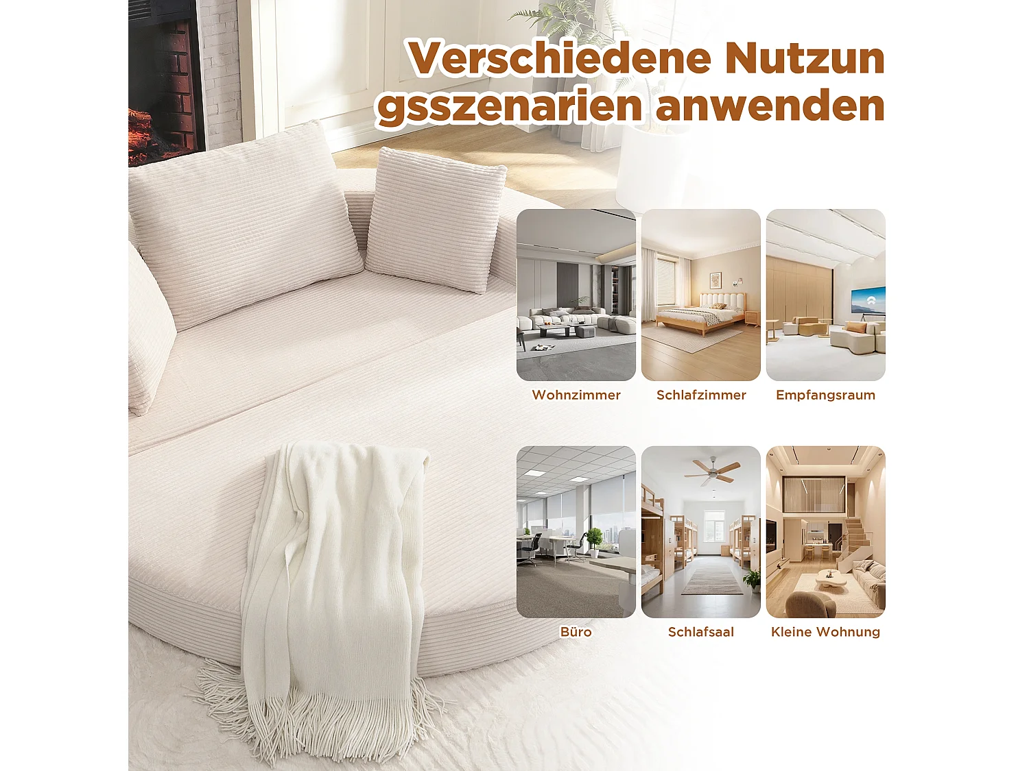 Canapé-lit pliant sans structure - 173 x 176 x 40 cm - canapé modulable convertible avec coussins - velours - beige