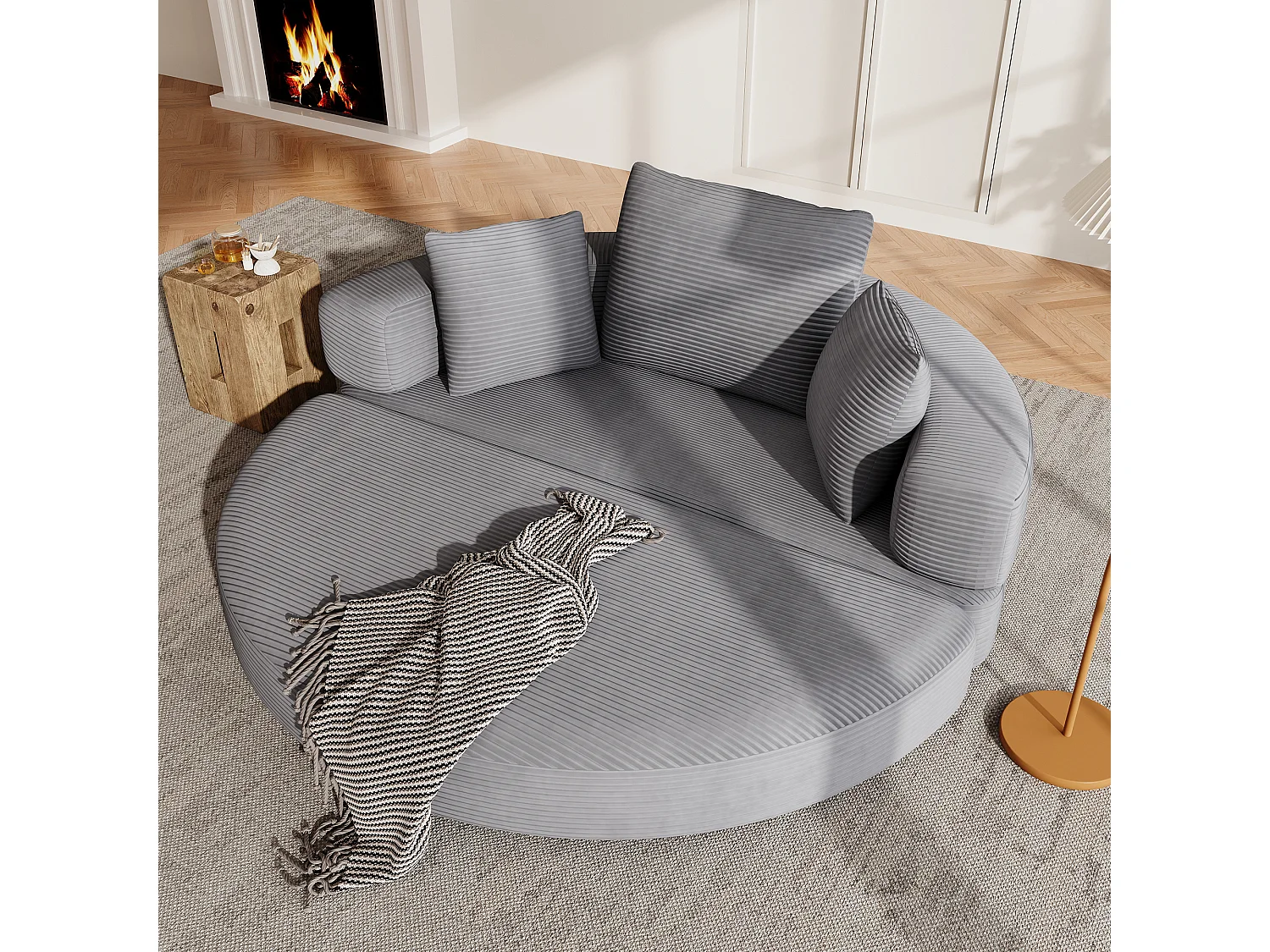 Canapé-lit pliant sans structure - 173 x 176 x 40 cm - canapé modulable convertible avec coussins - velours - gris