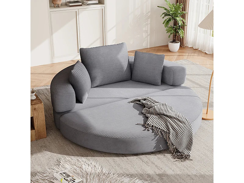 Canapé-lit pliant sans structure - 173 x 176 x 40 cm - canapé modulable convertible avec coussins - velours - gris