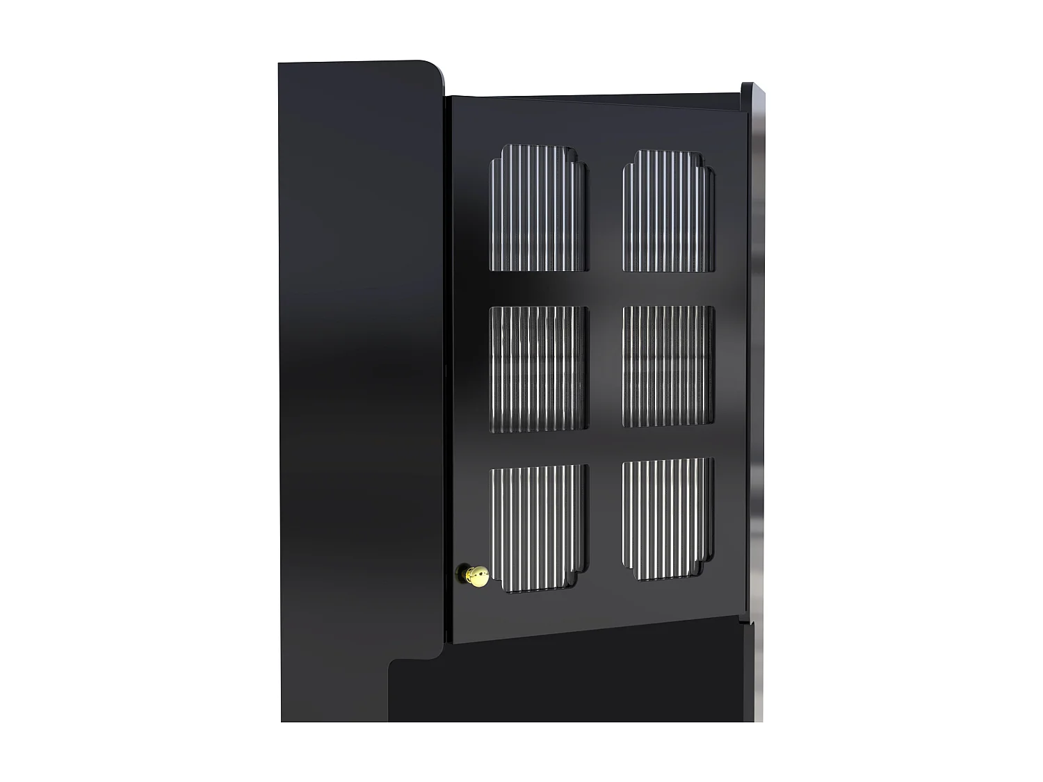 Lackierte Eckvitrine – 63,5 x 45 x 157,5 cm – mit LEDs, 2 Türen und Einlegeboden – MDF – schwarz