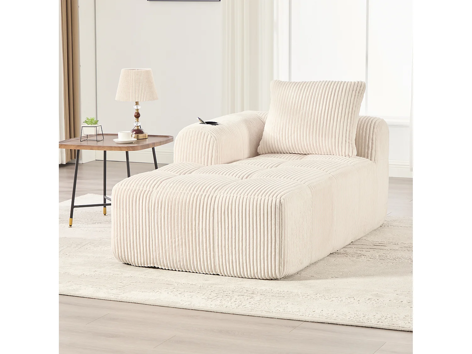 Canapé inclinable confortable - 158 x 93 x 61 cm - aucun assemblage requis - avec coussins de dossier + poche - velours - beige