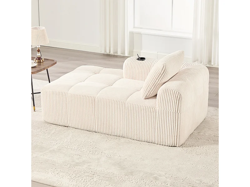 Canapé inclinable confortable - 158 x 93 x 61 cm - aucun assemblage requis - avec coussins de dossier + poche - velours - beige