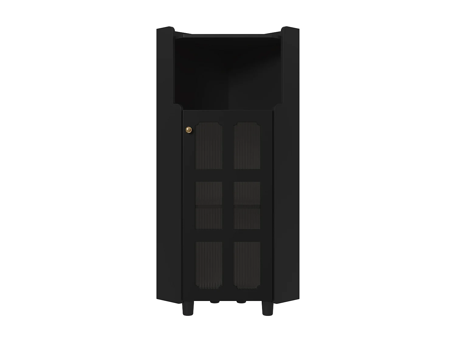 Meuble d'angle laquée pour salle de bain - 63.5 x 45 x 124 cm -  avec 1 porte + étagère + Leds - MDF - noir