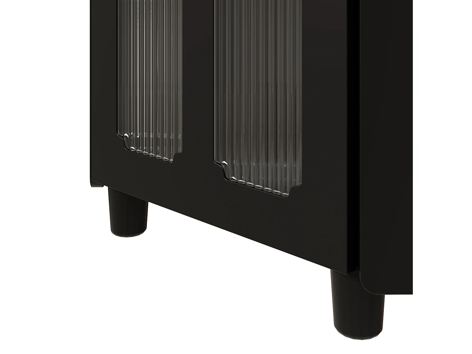 Meuble d'angle laquée pour salle de bain - 63.5 x 45 x 124 cm -  avec 1 porte + étagère + Leds - MDF - noir