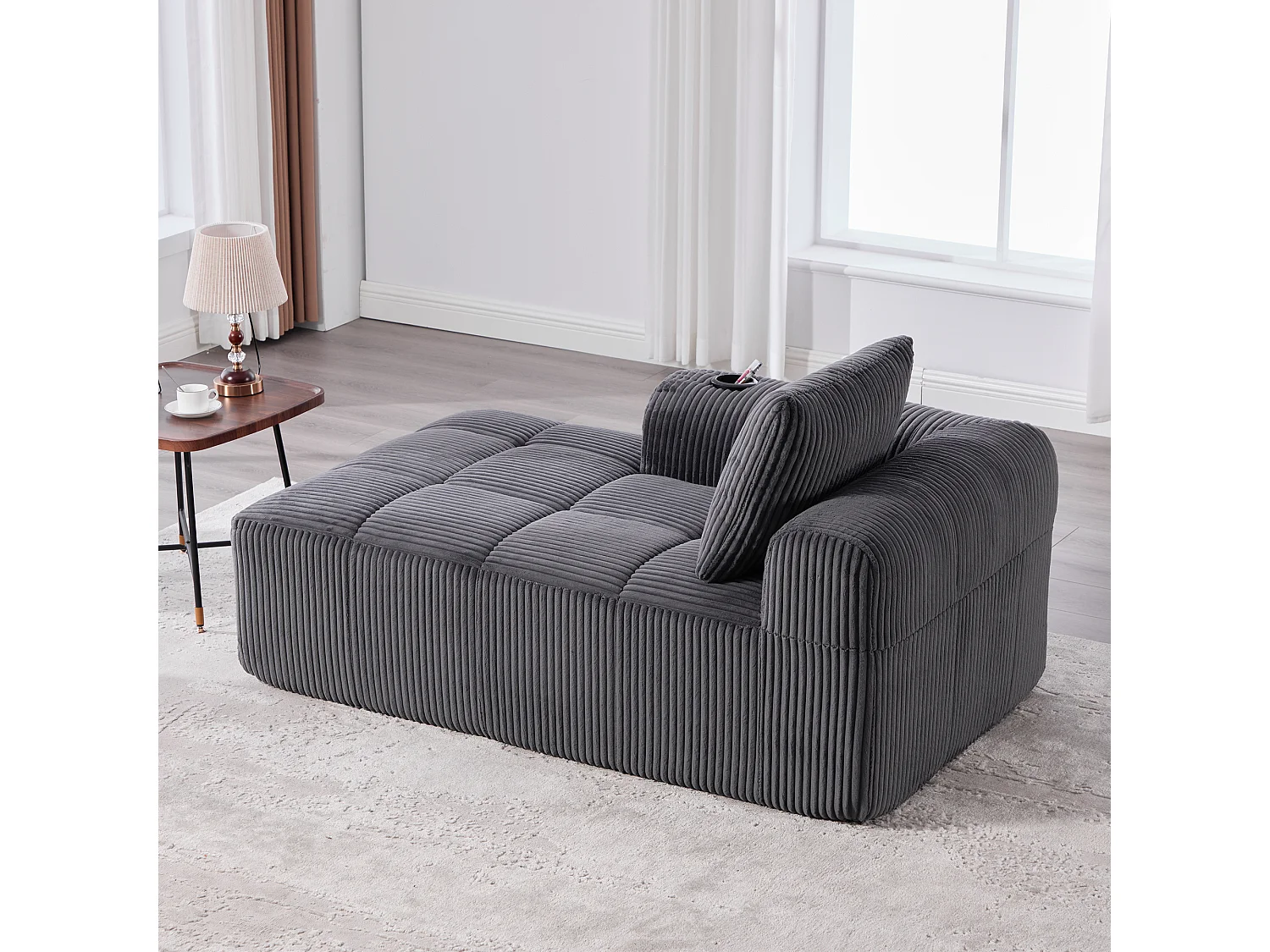 Canapé inclinable confortable - 158 x 93 x 61 cm - aucun assemblage requis - avec coussins de dossier + poche - velours - gris