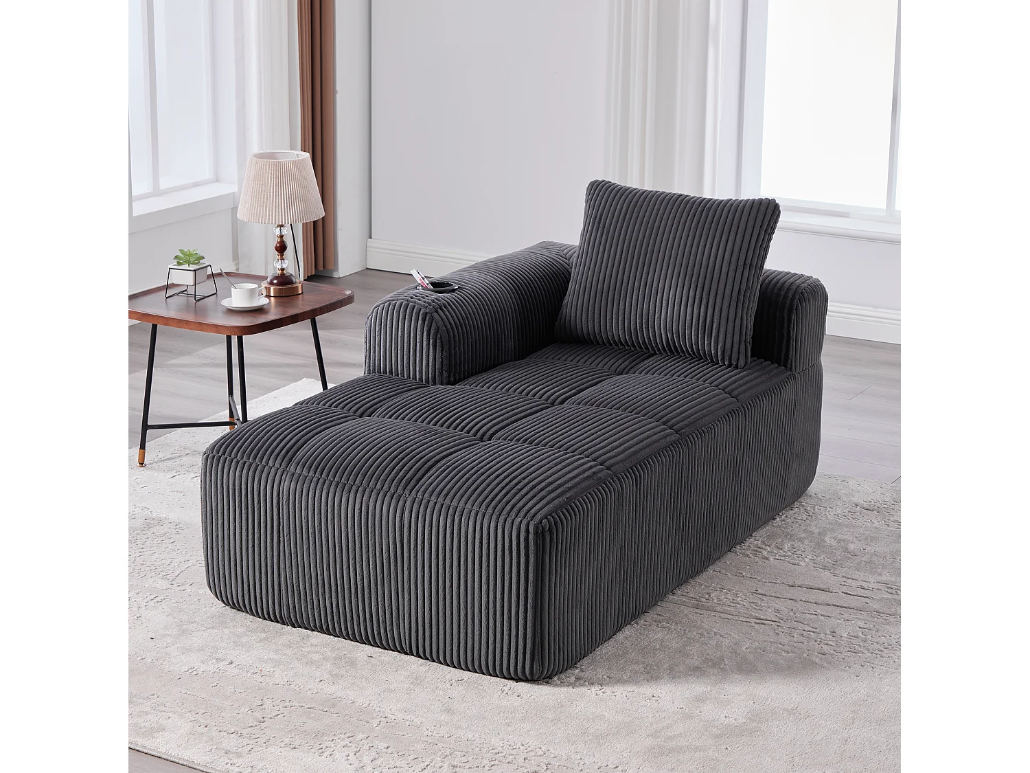 Canapé inclinable confortable - 158 x 93 x 61 cm - aucun assemblage requis - avec coussins de dossier + poche - velours - gris
