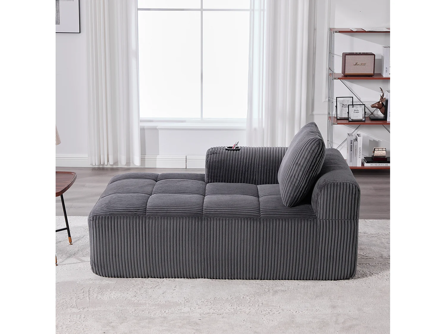 Canapé inclinable confortable - 158 x 93 x 61 cm - aucun assemblage requis - avec coussins de dossier + poche - velours - gris