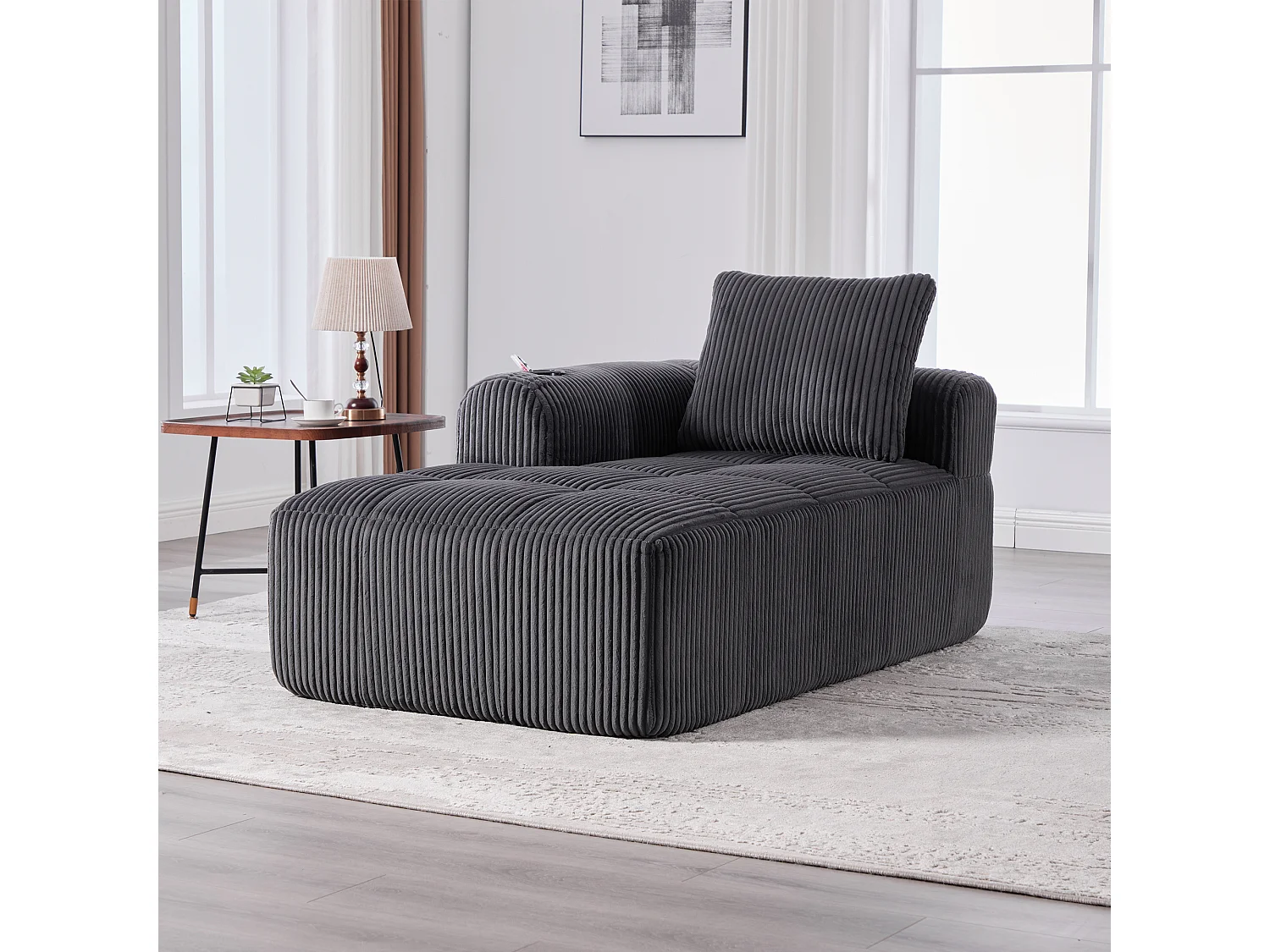 Canapé inclinable confortable - 158 x 93 x 61 cm - aucun assemblage requis - avec coussins de dossier + poche - velours - gris