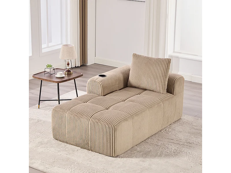 Comfortabele relaxbank - 158 x 93 x 61 cm - geen montage nodig - met rugkussens + opbergvak - fluweel - kaki