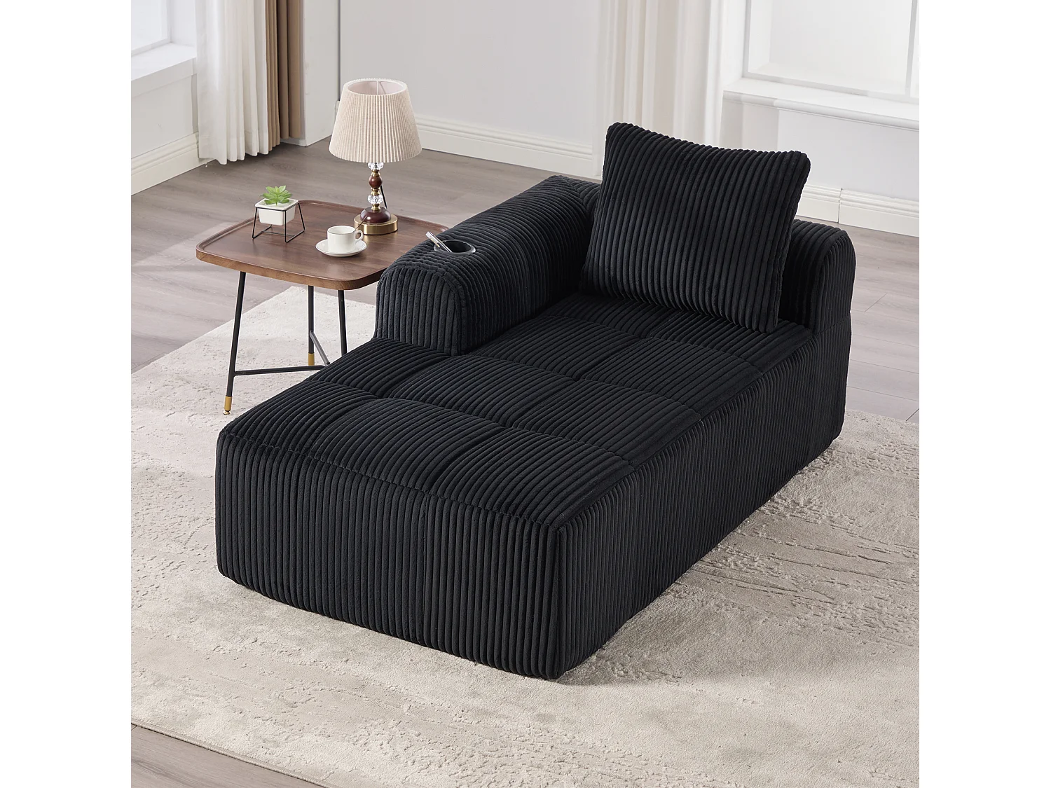 Canapé inclinable confortable - 158 x 93 x 61 cm - aucun assemblage requis - avec coussins de dossier + poche - velours - noir