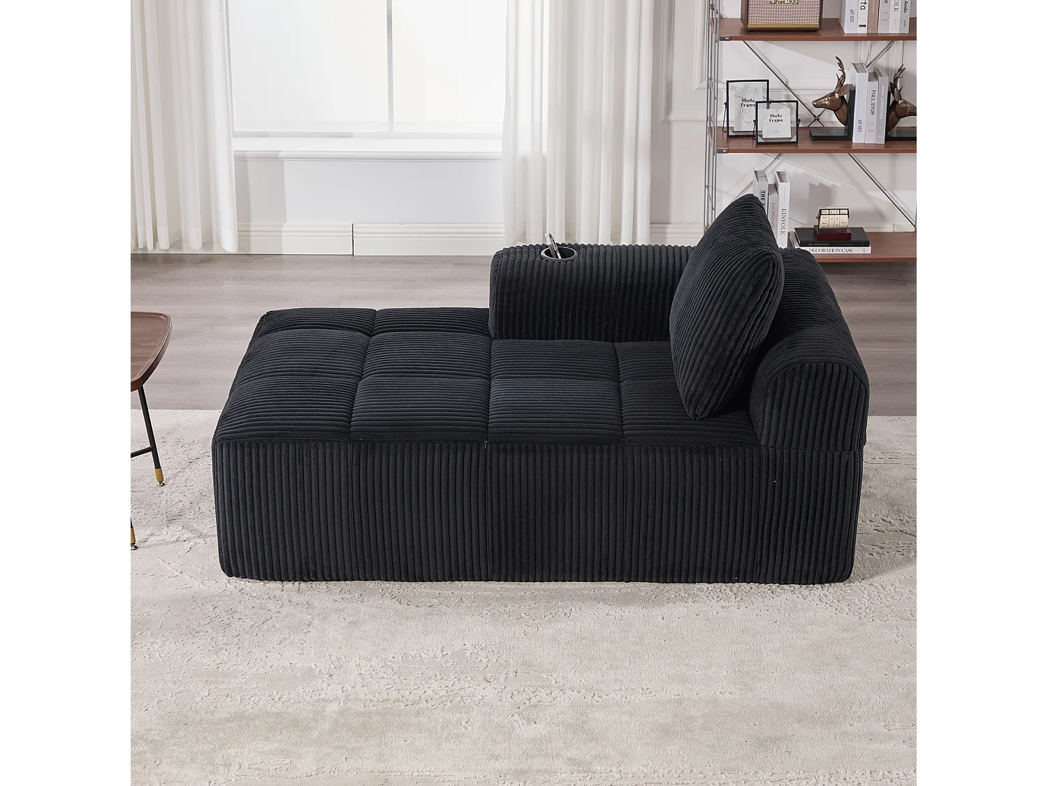 Canapé inclinable confortable - 158 x 93 x 61 cm - aucun assemblage requis - avec coussins de dossier + poche - velours - noir