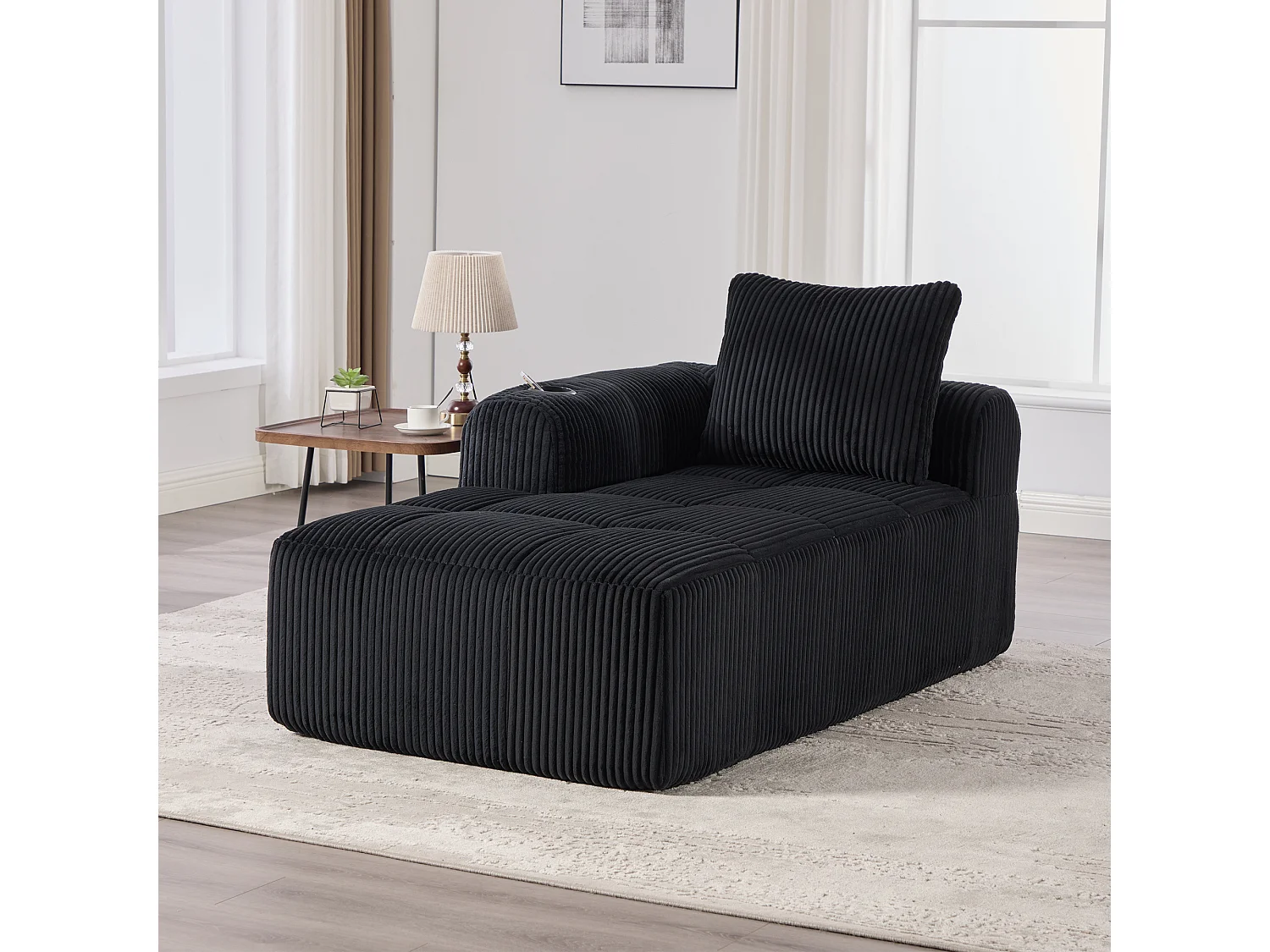 Canapé inclinable confortable - 158 x 93 x 61 cm - aucun assemblage requis - avec coussins de dossier + poche - velours - noir