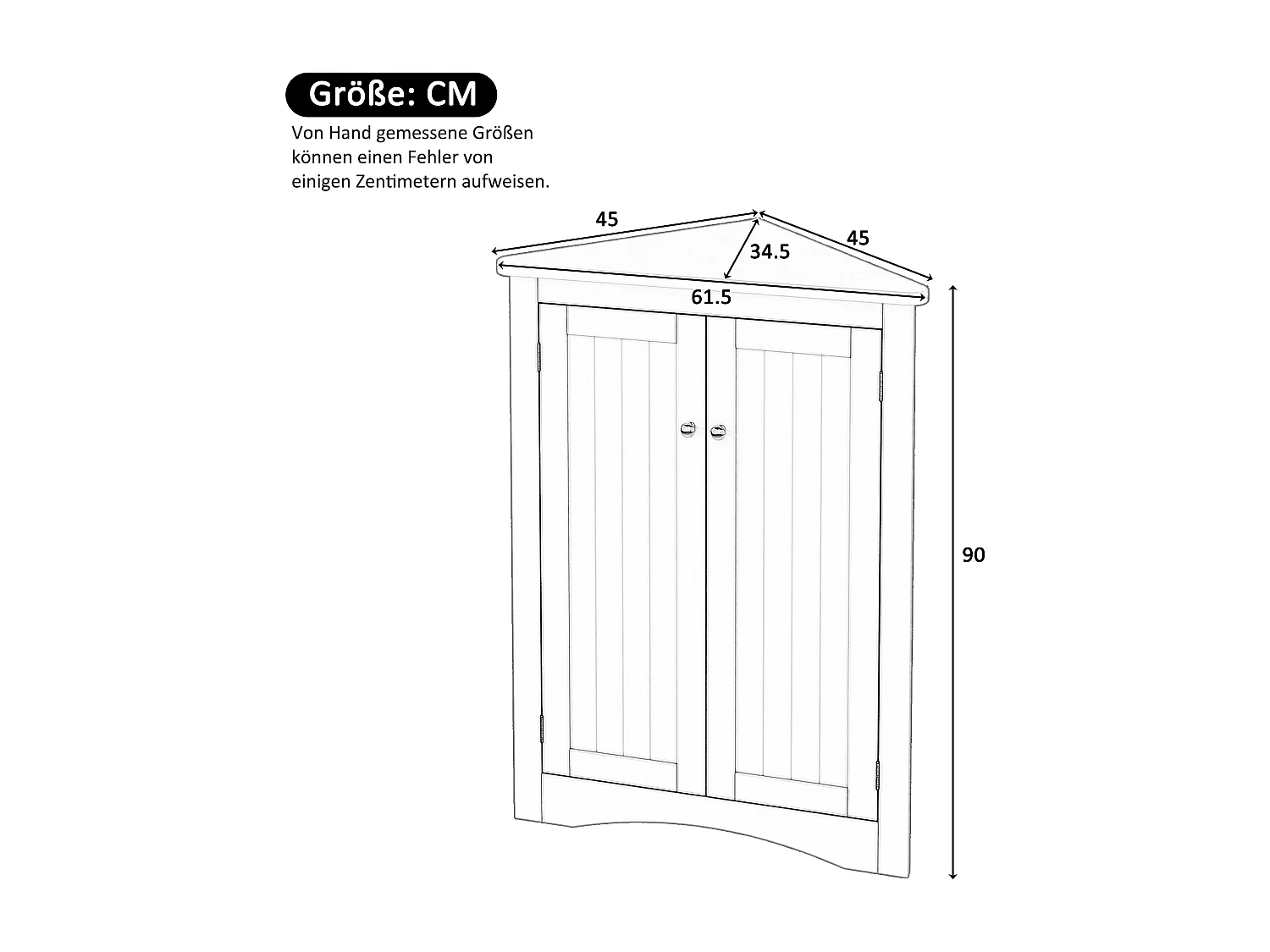 Meuble d'angle laquée pour salle de bain - 61.5 x 34.5 x 90 cm -  avec 2 portes + 3 étagères - MDF - vert