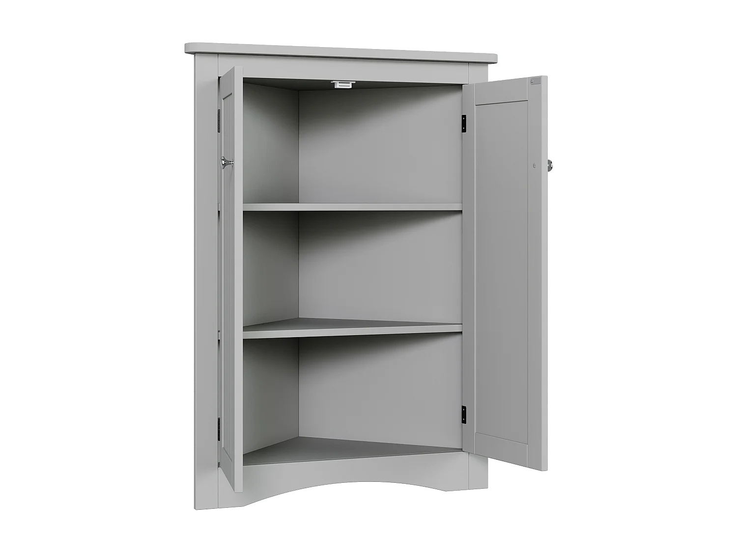 Meuble d'angle laquée pour salle de bain - 61.5 x 34.5 x 90 cm -  avec 2 portes + 3 étagères - MDF - gris