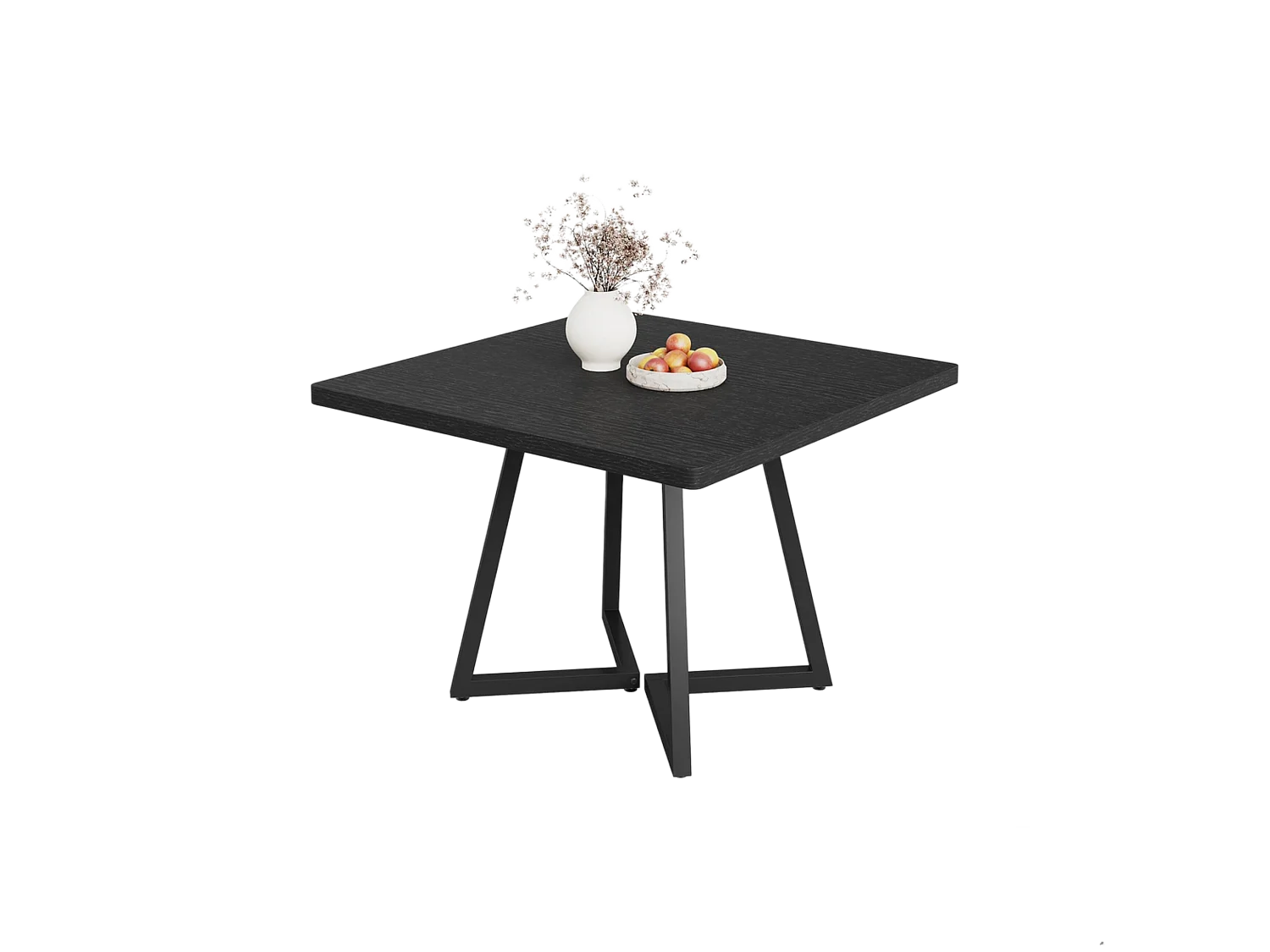 Table de salle à manger carrée pour 10,2 cm, table à manger industrielle avec base en métal, table de cuisine en bois pour salle à manger, petit espace, noir