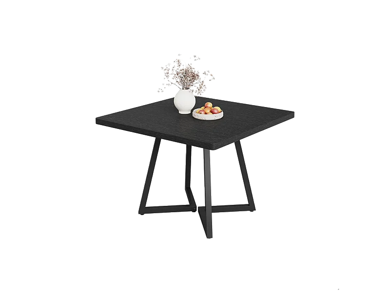 Table de salle à manger carrée pour 10,2 cm, table à manger industrielle avec base en métal, table de cuisine en bois pour salle à manger, petit espace, noir