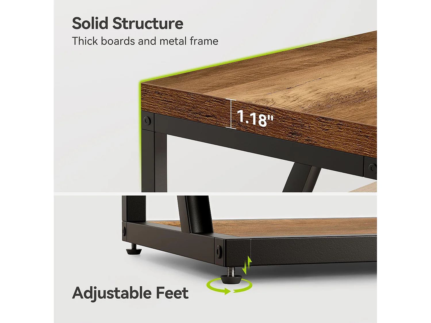 Petite table d'appoint étroite en métal de style maison de campagne pour le salon, table de chevet fine en bois avec espace de rangement pour chambre à coucher, pet