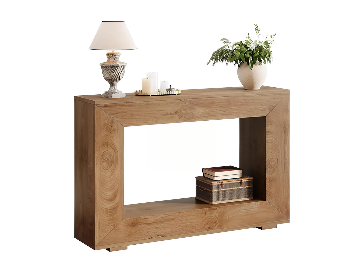 Table Console d'Entrée, 120 x 30 x 83.5cm, Table d'Appoint pour Couloir et Salon avec Espace de Rangement, Marron Rustique