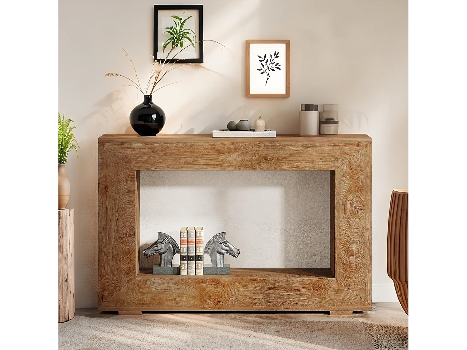 Table Console d'Entrée, 120 x 30 x 83.5cm, Table d'Appoint pour Couloir et Salon avec Espace de Rangement, Marron Rustique