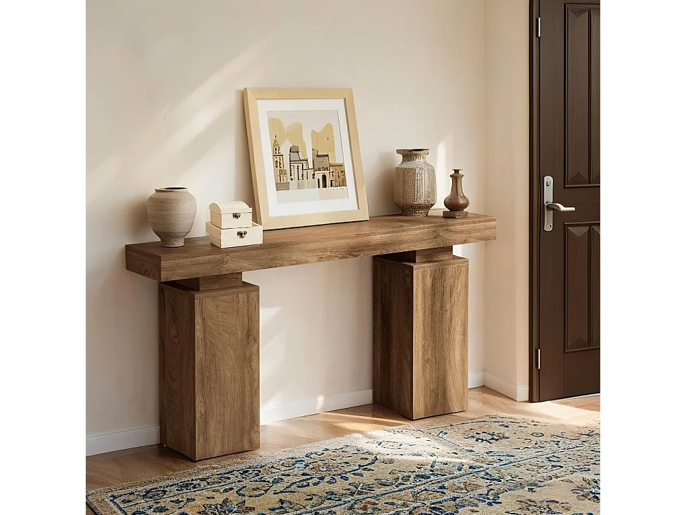 Table Console de 160 cm de Long, Table d'entrée de Ferme derrière Le canapé, Bout de Canapé en Bois, Meuble Moderne pour décoration de Salon, entrée