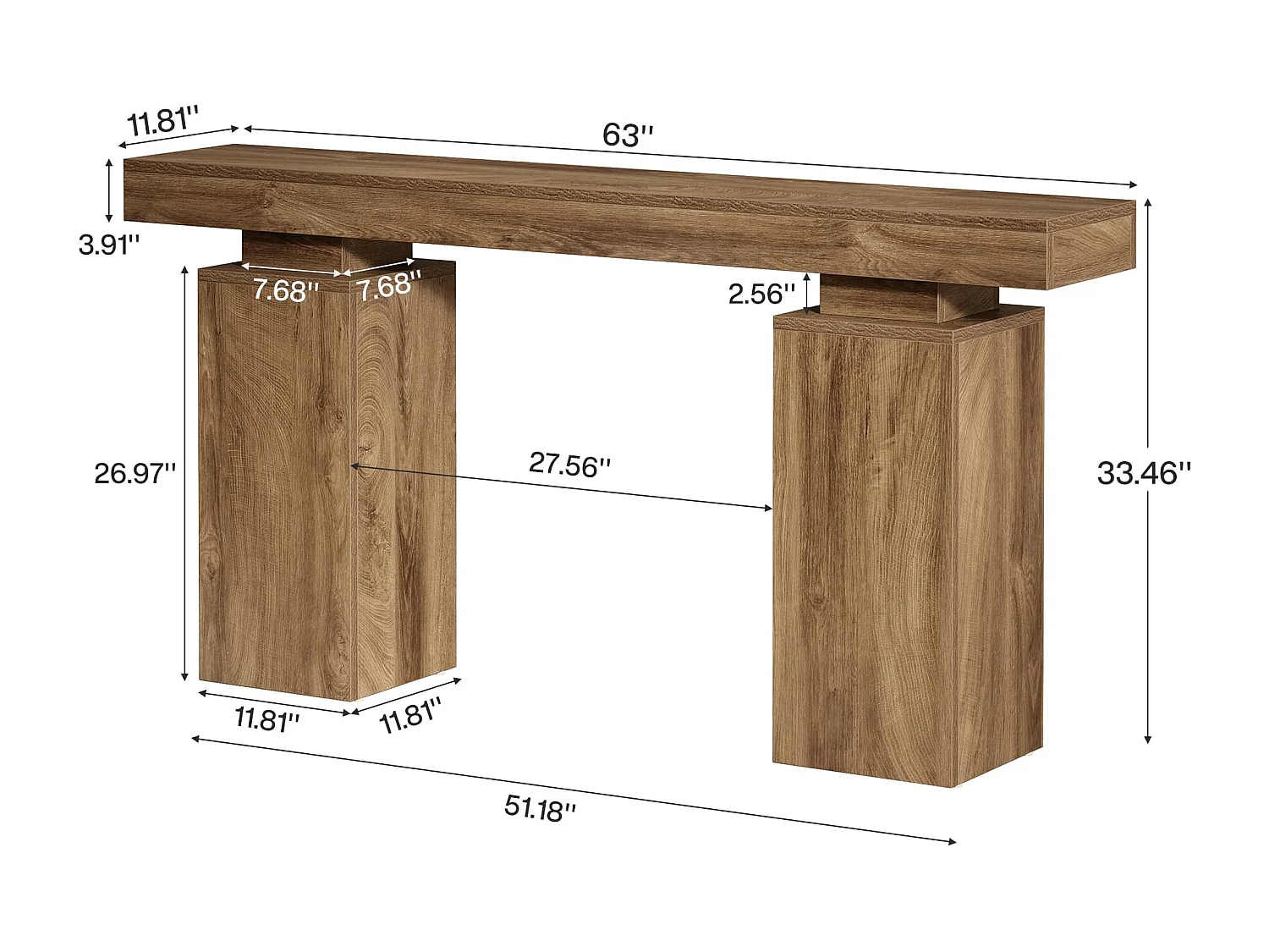 Table Console de 160 cm de Long, Table d'entrée de Ferme derrière Le canapé, Bout de Canapé en Bois, Meuble Moderne pour décoration de Salon, entrée