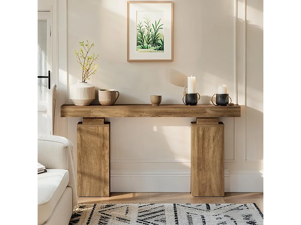Table Console de 160 cm de Long, Table d'entrée de Ferme derrière Le canapé, Bout de Canapé en Bois, Meuble Moderne pour décoration de Salon, entrée