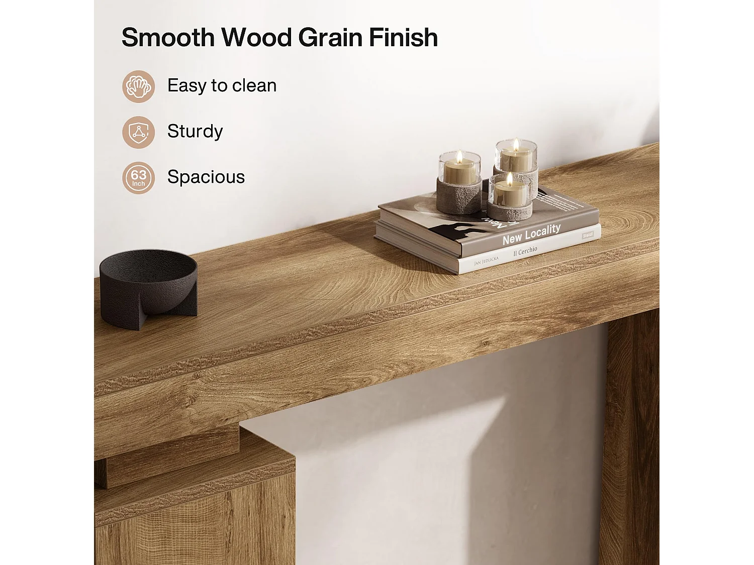 Table Console de 160 cm de Long, Table d'entrée de Ferme derrière Le canapé, Bout de Canapé en Bois, Meuble Moderne pour décoration de Salon, entrée