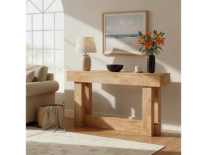 Table console 160cm, table de canapé derrière le canapé, longue table d'entrée , table console étroite, table de couloir pour entrée, salon, bois naturel