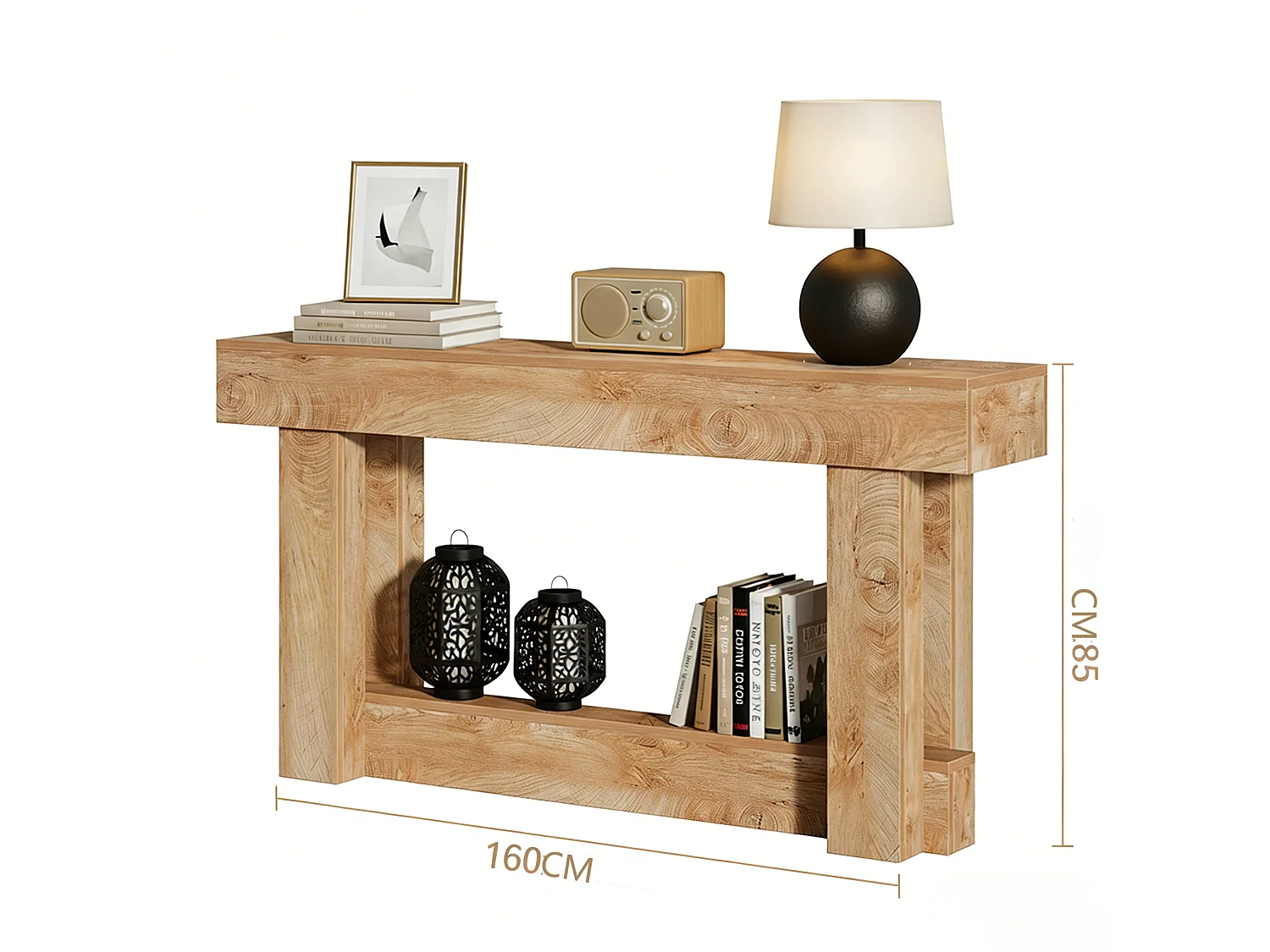 Table console 160cm, table de canapé derrière le canapé, longue table d'entrée , table console étroite, table de couloir pour entrée, salon, bois naturel