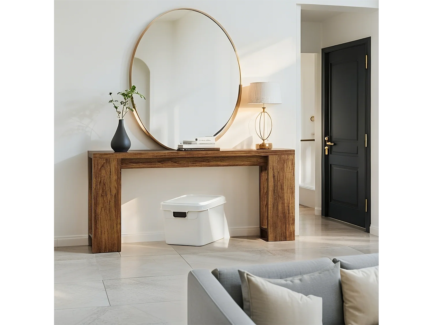 Table Console, 160 x 29,5 x 85 cm, Table d'entrée en Bois de Style Maison de Campagne pour entrée, Couloir, Salon, Marron Foncé