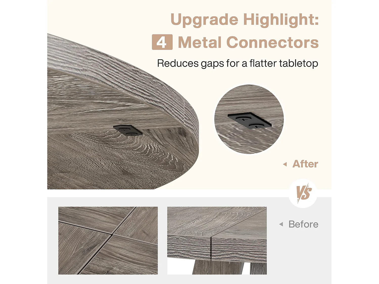 Table à Manger Ronde, 120 cm Table à Manger Bois pour Cuisine, Salle à Manger, pour 4 Personnes,Gris